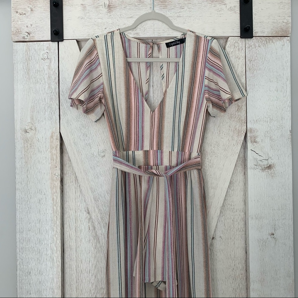 Striped High-Low Maxi Romper - Picture 2 of 4
